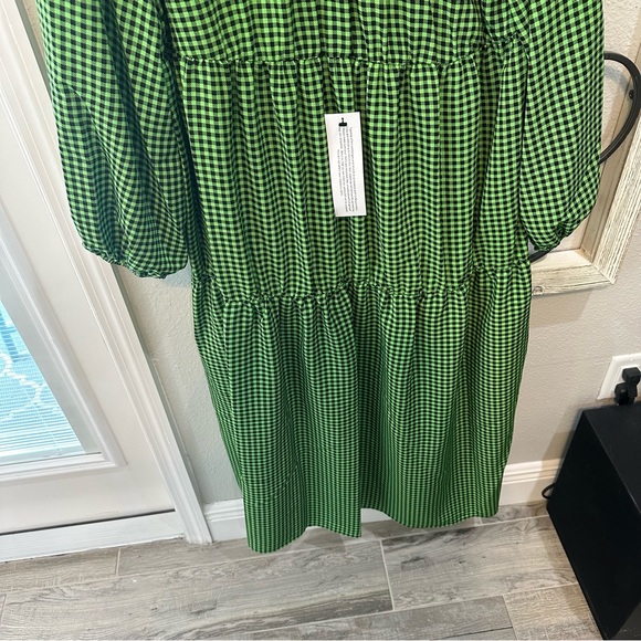 NWT Topshop Gingham Smocked Long Sleeve Maternity Midi Dress Green & Black Sz 4 - Picture 9 of 15